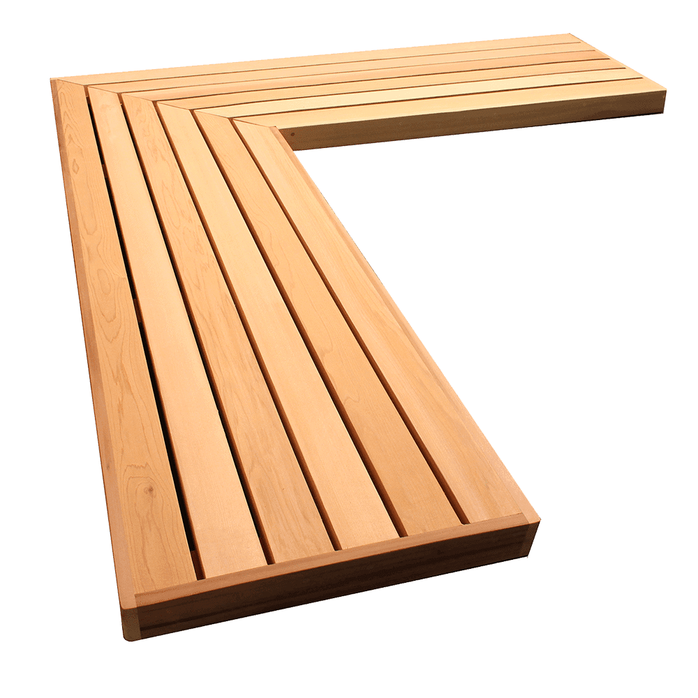 L shaped outdoor wood bench sale