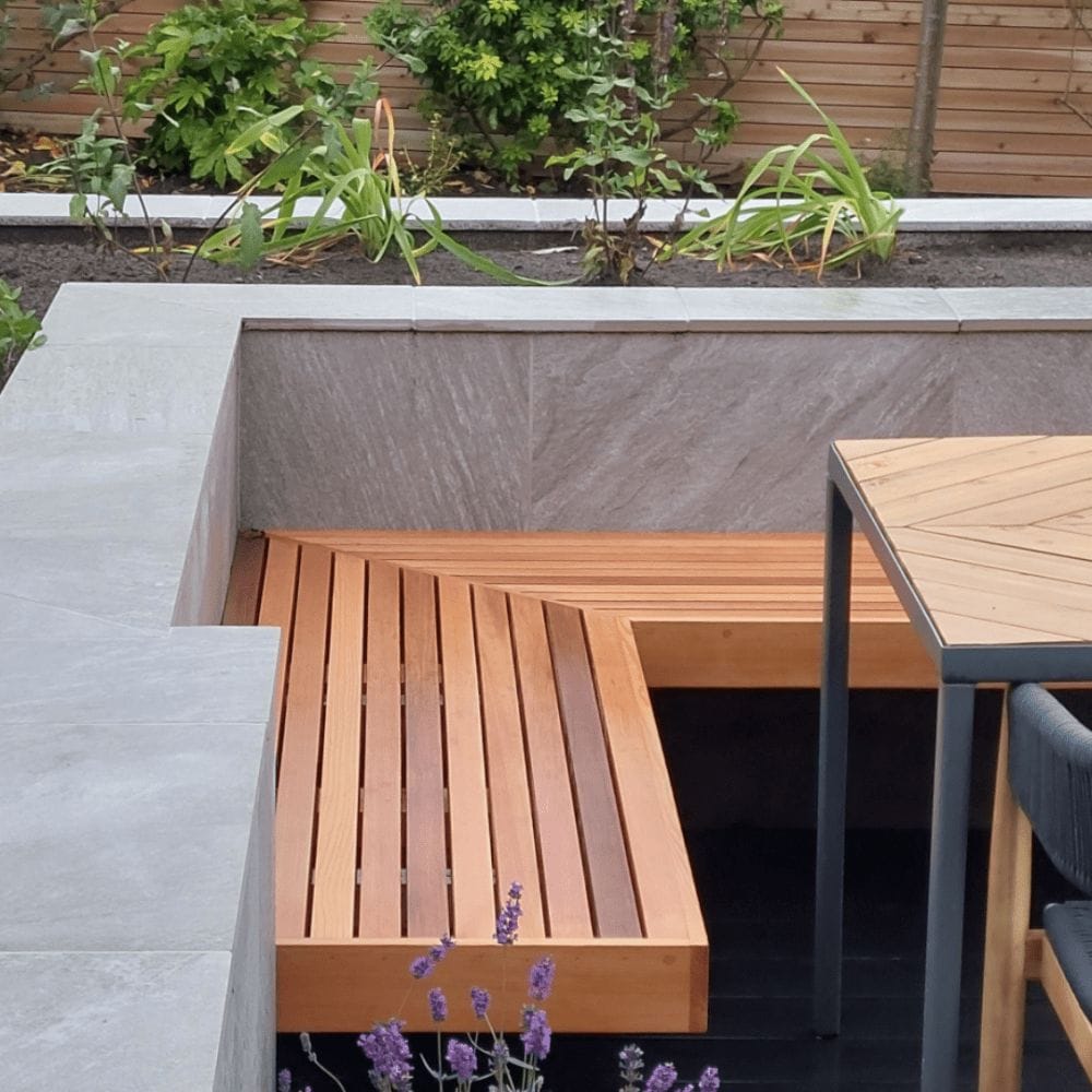 A bespoke L-shaped bench