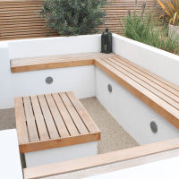 You can combine 3 Cedar Garden Bench Seat Tops to create a C-shaped bench. This is just one of many possibilities that you can put your mind to.